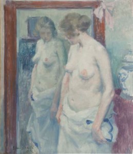 In front of the mirror