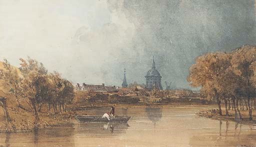 A river landscape, possibly near Brussels, Belgium