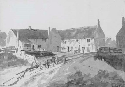 Farmyard with timber drag
