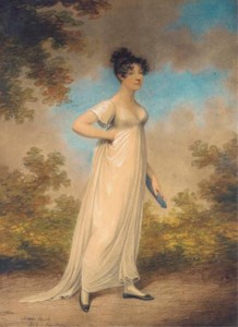 Portrait of a lady, full-length, in a landscape