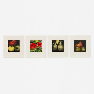 Donald Sultan, Red Pears; Red Poppies; Apples; Pears (four works from the Fruits and Flowers series)
