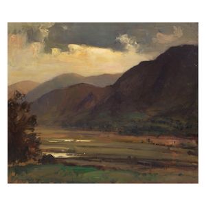 Edward Seago, RWS, RBA (British, 1910-1974) Spring in Merioneth I (Mawddach Valley - Looking West)