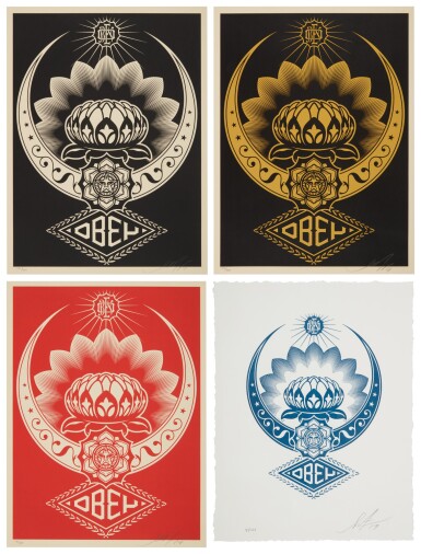 LOTUS ORNAMENT (BLACK); LOTUS ORNAMENT (GOLD/BLACK); LOTUS ORNAMENT (RED); and LOTUS ORNAMENT (4 Prints)