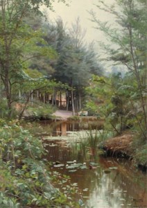 A Lady reading by a Lake