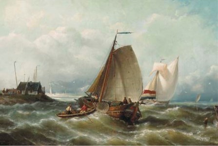 Shipping on choppy waters by a coast