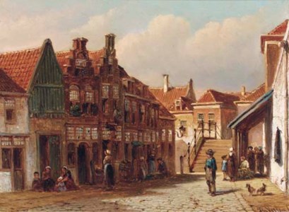 Townsfolk in a Dutch street