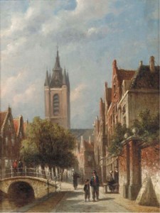 A canal in a Dutch town in summer