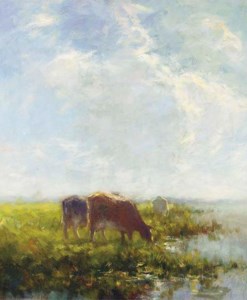 Watering cows in summer