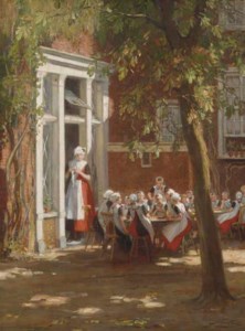 In the courtyard on a sunny afternoon