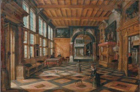 Elegant figures in a sumptuous interior