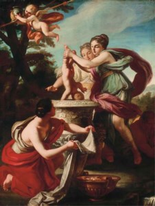 Thetis dipping Achilles in the Styx