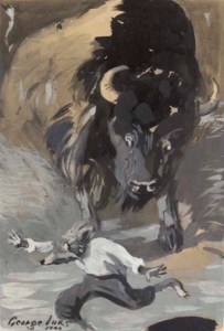 Buffalo Chasing Fox in Man's Clothing