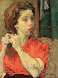 Young Woman Braiding her Hair