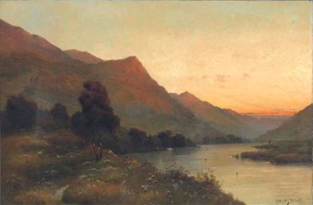 A loch landscape at dusk