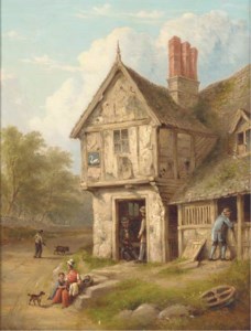 Figures at a country inn