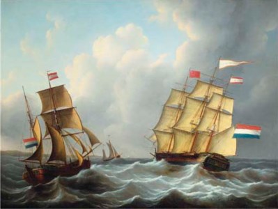 The threemaster 'Louisa Prinses der Nederlanden' in full sail