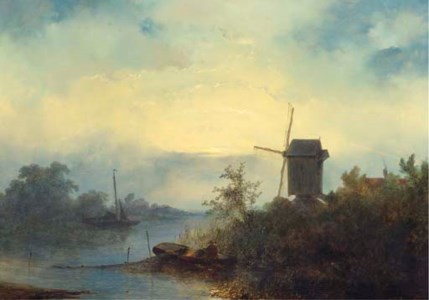 Smoking eels on a river in moonlight