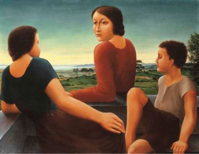 Figuren vor Landschaft