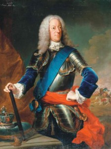 Portrait of George II (1727-1760), three-quarter-length, in military uniform, wearing the sash of the Order of the Garter