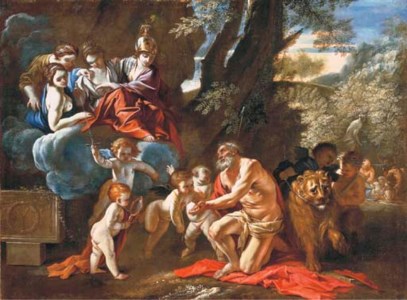 The Four Cardinal Virtues appearing to Saint Jerome