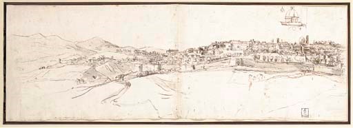 View of Urbino from San Donato, with a subsidiary study of the dome of the cathedral