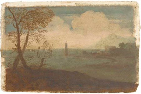An extensive coastal landscape seen from a wooded headland