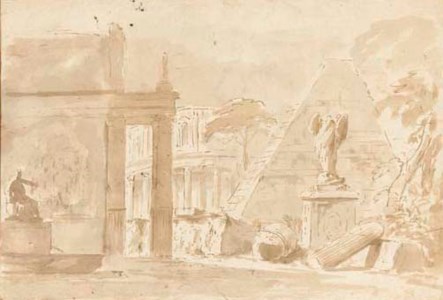 A capriccio with the pyramid of Caius Sestius