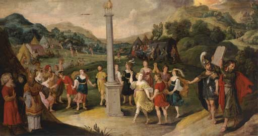 The Israelites worshiping the golden calf