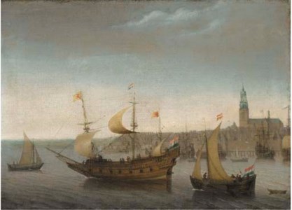 A view of Vlissingen with shipping