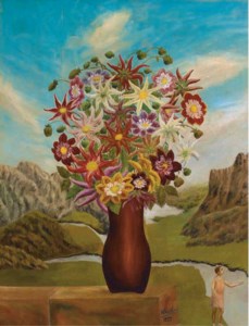 Bouquet de fleurs dans un paysage