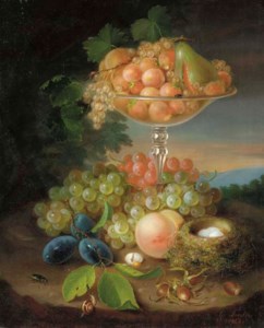 Still Life with Fruit, Nest of Eggs and Insects