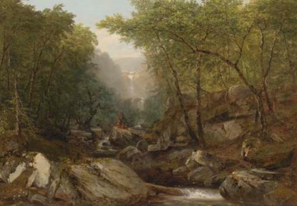John Frederick Kensett, Waterfall in the Woods with Indians