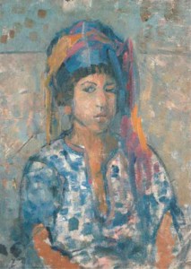 Girl in blue checked dress, Algeria