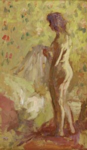Girl putting on her nightdress