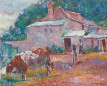 Cow in a farmyard