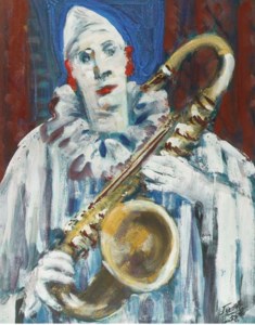 Clown with saxophone