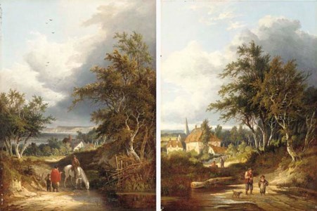 The meeting; and The path from the village church, The Isle of Wight