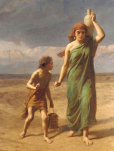 Hagar and Ishmael. 'She departed, and wandered in the wilderness of Beer-sheba [sic]', Genesis , XXI, V. 14