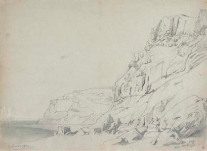 A collection of seventeen unframed drawings, the majority of the South Downs and their environs, including: Cliffs near Hastings; The Downs; Hastings; Hastings boat; Barges; Romney Marsh; At St. Leonards; Lewis Fair; On Hastings beach; Wear in Swansea Bay and others; and an album of fifteen drawings titled Sketches at Hastings, including two sketches of Bexhill; Near Dawlish; Sketches of Arundel; St. Leonards; The South Downs and others by the same hand