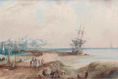 Unloading the catch at low tide on the French coast