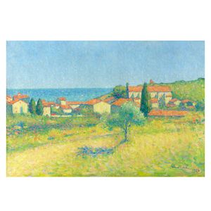 ACHILLE LAUGÉ (1861-1944) Toîts de Collioure devant la mer (Painted in 1926)