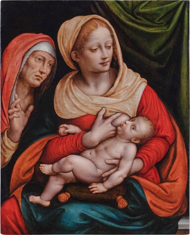 GIOVANNI PIETRO RIZZOLI, CALLED GIAMPIETRINO, Madonna nursing the Christ Child with Saint Anne