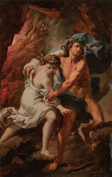 Orpheus and Eurydice fleeing Hades
