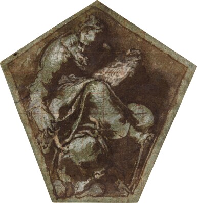 Recto: Study for a Pendentive: St. Luke Verso: Figure studies