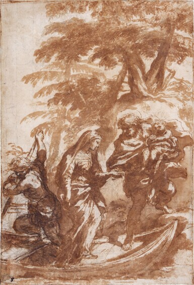 The Holy Family disembarking from a boat