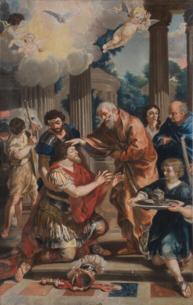Saul receiving sight from Ananias
