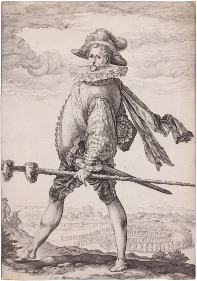 Captain of the Infantry Marching to the Left (Bartsch 126; Hollstein 254; Strauss 252)