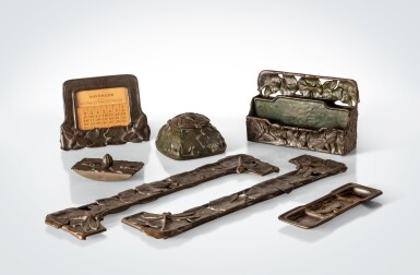 A Rare Seven-Piece “Pond Lily” Desk Set
