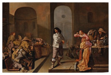 Guardroom Interior with Sleeping Soldiers, a Raiding Party, and Looted Treasure