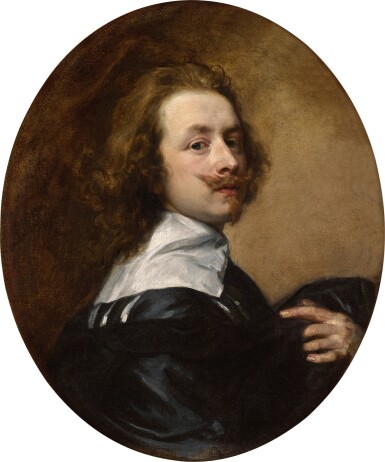 Self-Portrait with Upturned Mustache and Raised Left Hand